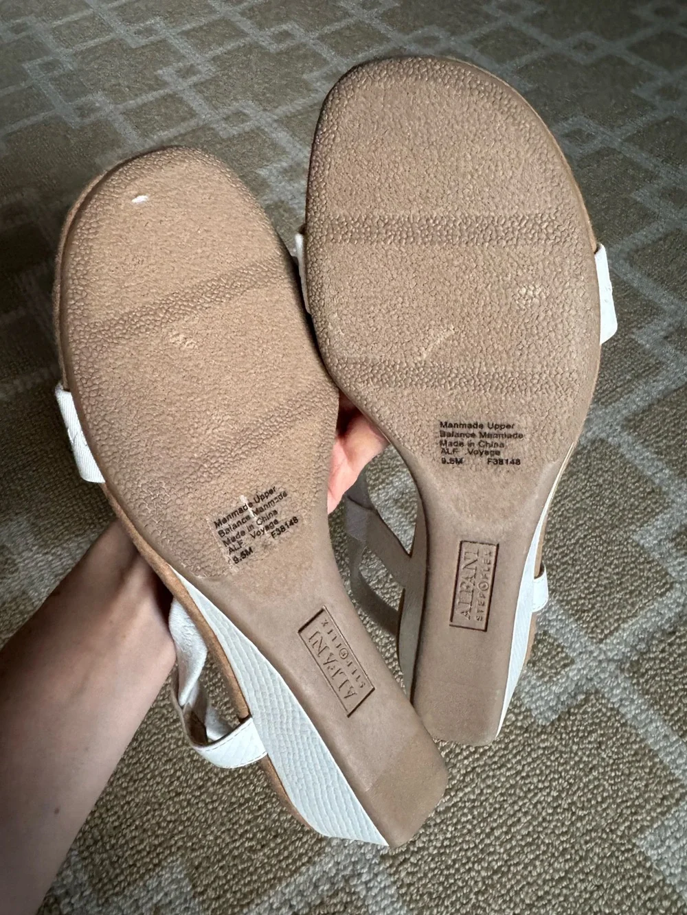 Alfani Voyage T-Strap Wedge Sandals White Size 9.5